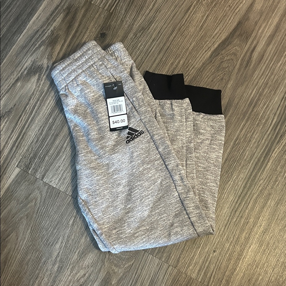 Adidas Heather Gray Sweatpants with Black Trim